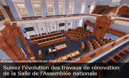 Suivez l’évolution des travaux de rénovation de la Salle de l’Assemblée nationale